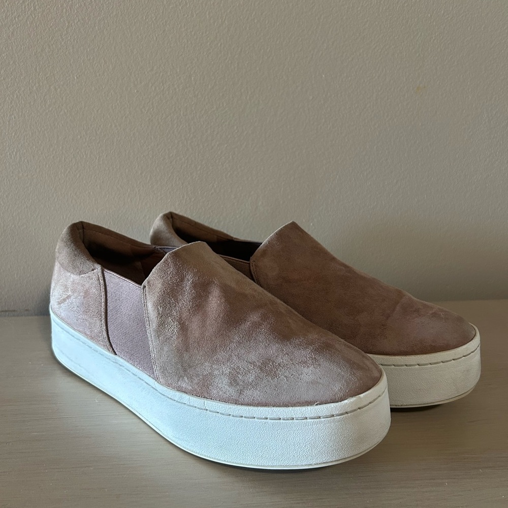 Vince Warren Suede Tan Slip-On Sneakers